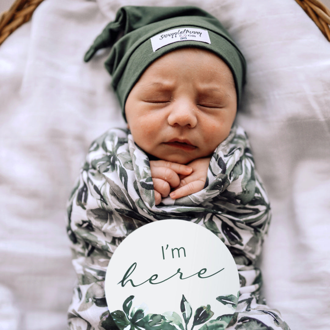 SNUGGLE HUNNY REVERSIBLE MILESTONE CARDS - EVERGREEN &amp; OLIVE