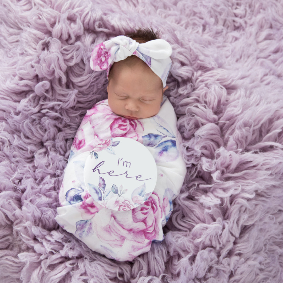 SNUGGLE HUNNY REVERSIBLE MILESTONE CARDS - LILAC SKIES &amp; BUTTERFLY