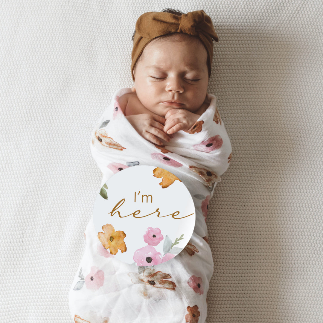 SNUGGLE HUNNY REVERSIBLE MILESTONE CARDS - POPPY &amp; MUSK PINK