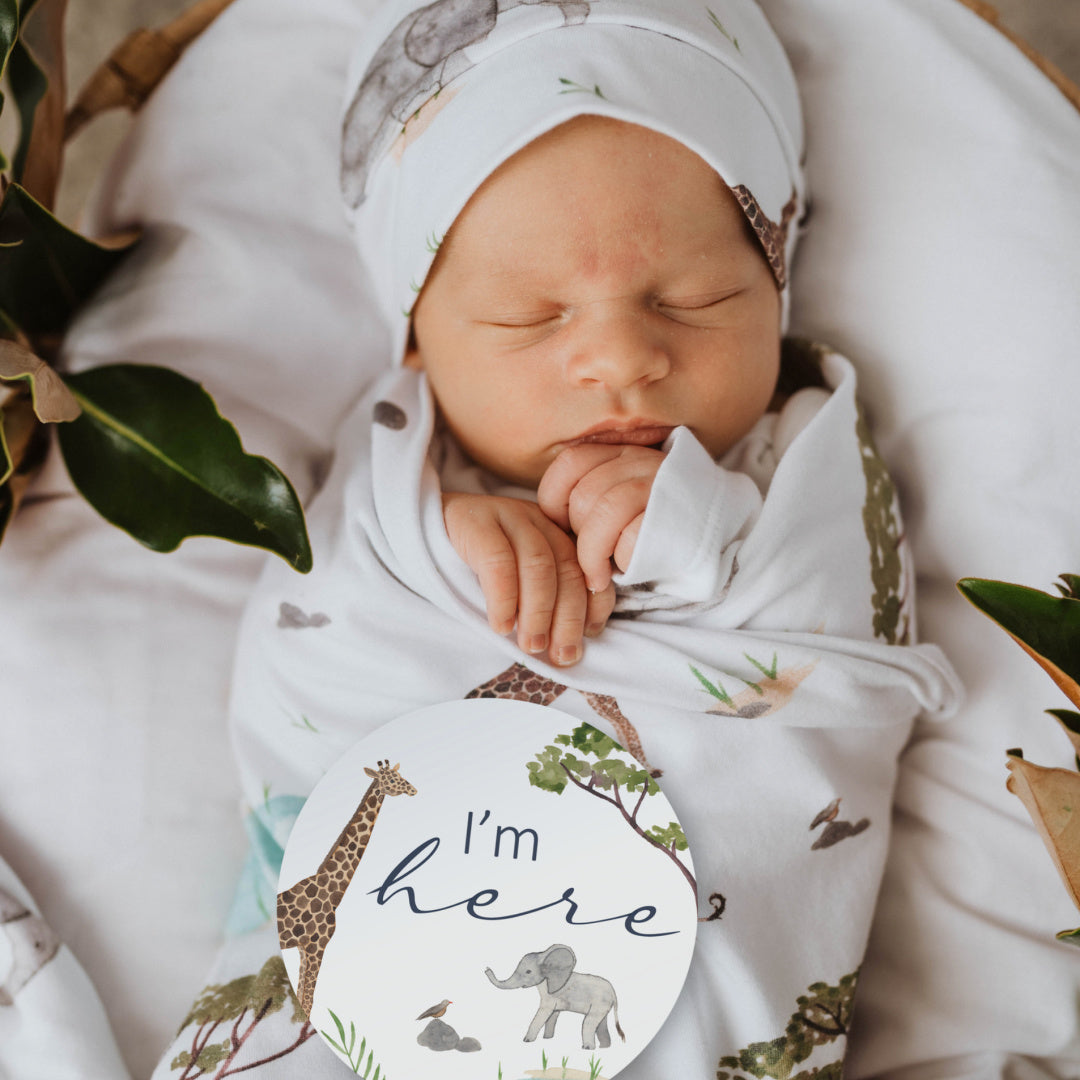 SNUGGLE HUNNY REVERSIBLE MILESTONE CARDS - SAFARI &amp; NAVY