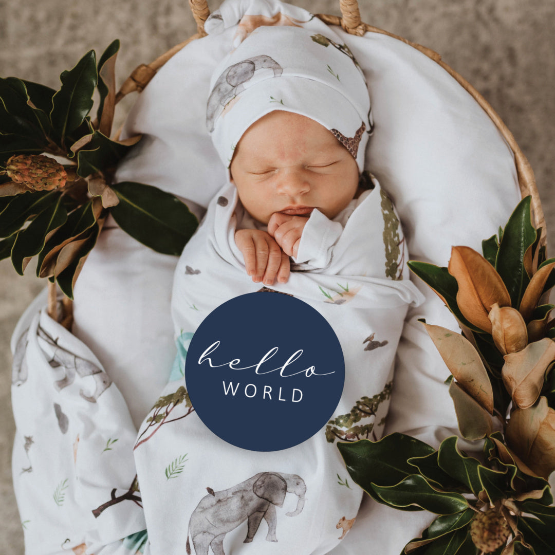 SNUGGLE HUNNY REVERSIBLE MILESTONE CARDS - SAFARI &amp; NAVY