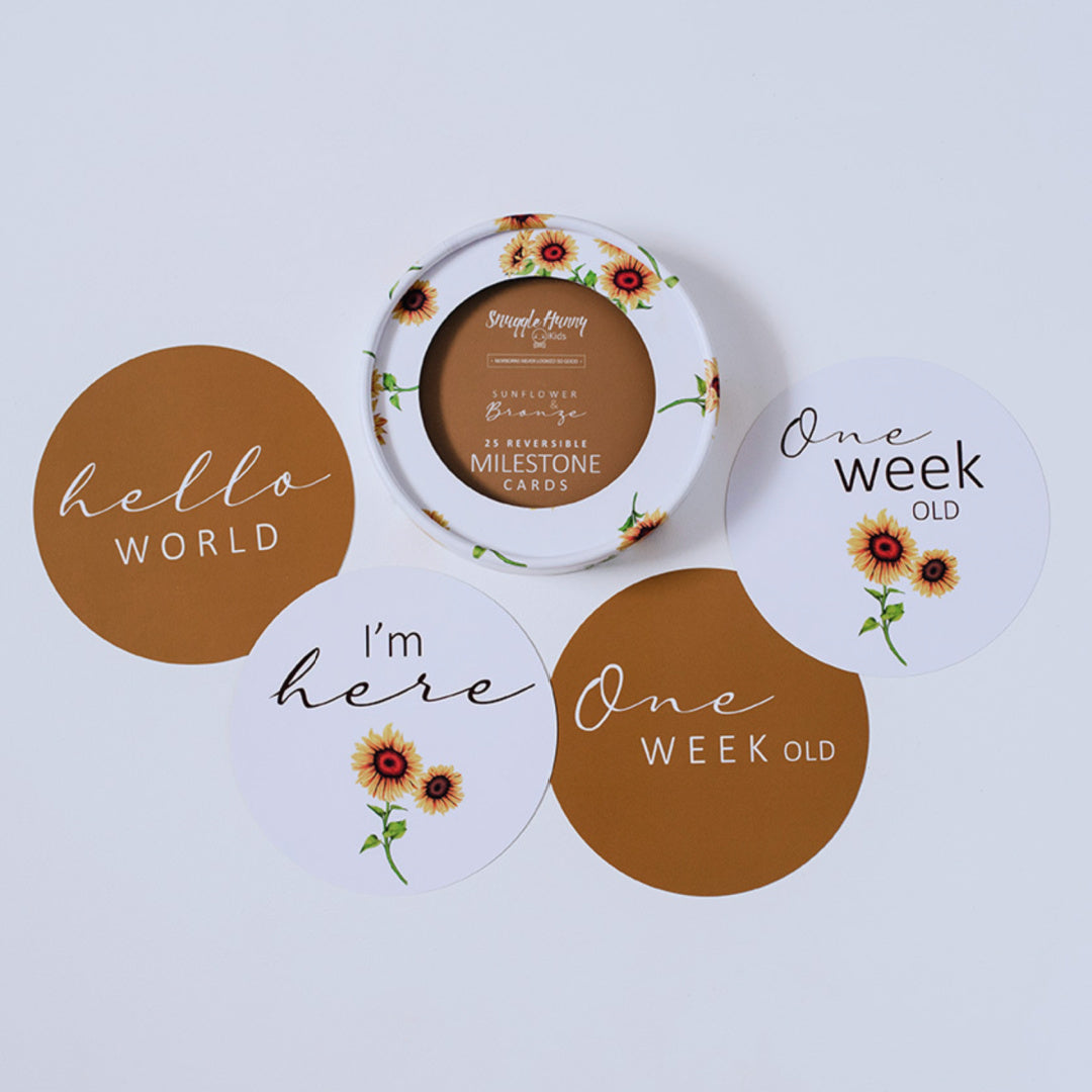 SNUGGLE HUNNY REVERSIBLE MILESTONE CARDS - SUNFLOWER &amp; BRONZE