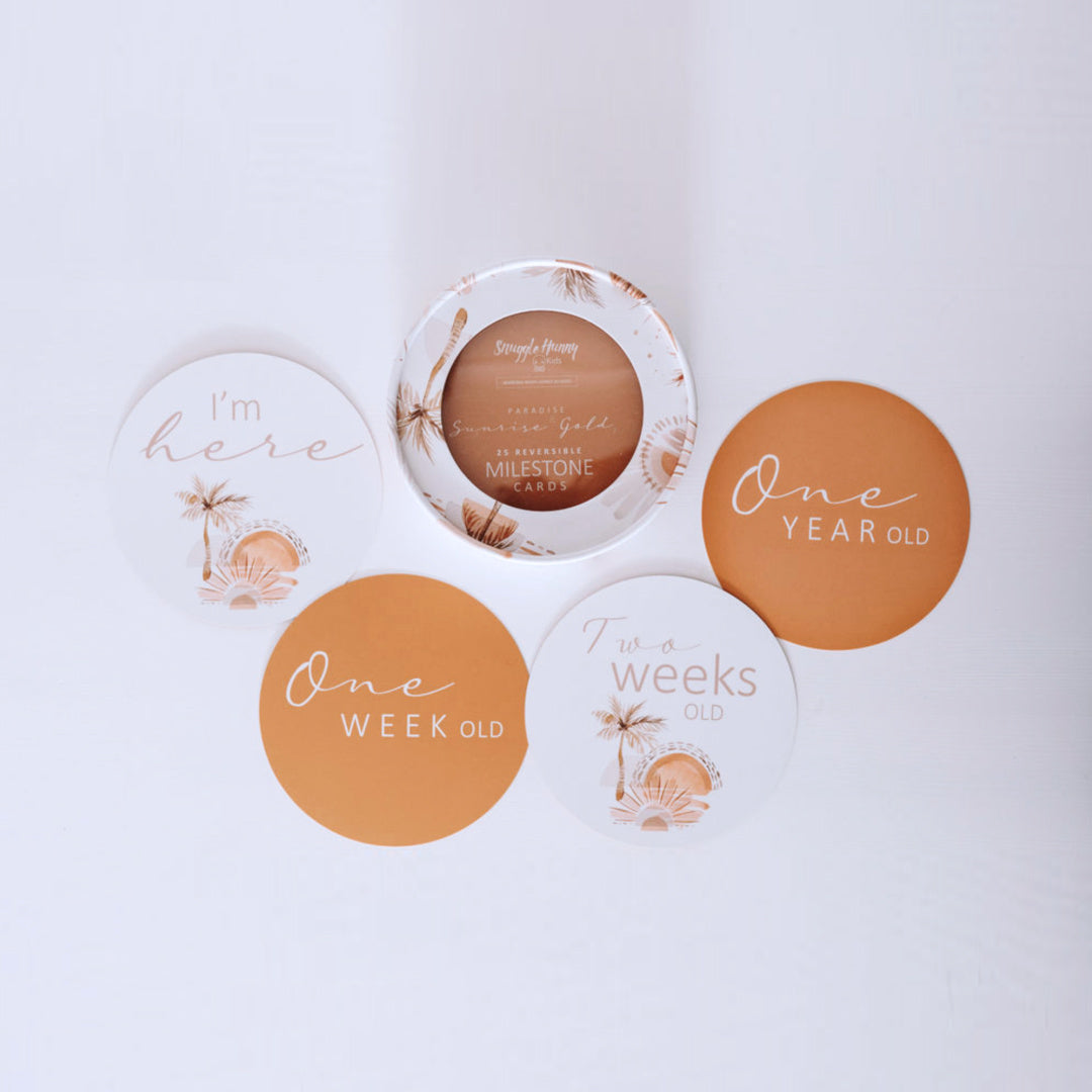 SNUGGLE HUNNY REVERSIBLE MILESTONE CARDS - PARADISE & SUNRISE GOLD