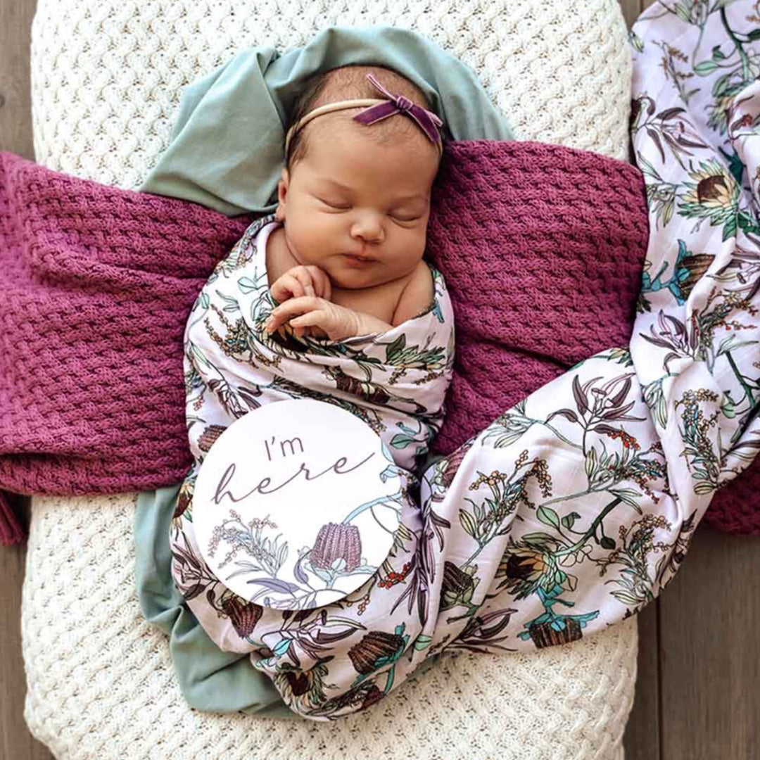 SNUGGLE HUNNY REVERSIBLE MILESTONE CARDS - BANKSIA &amp; MULBERRY