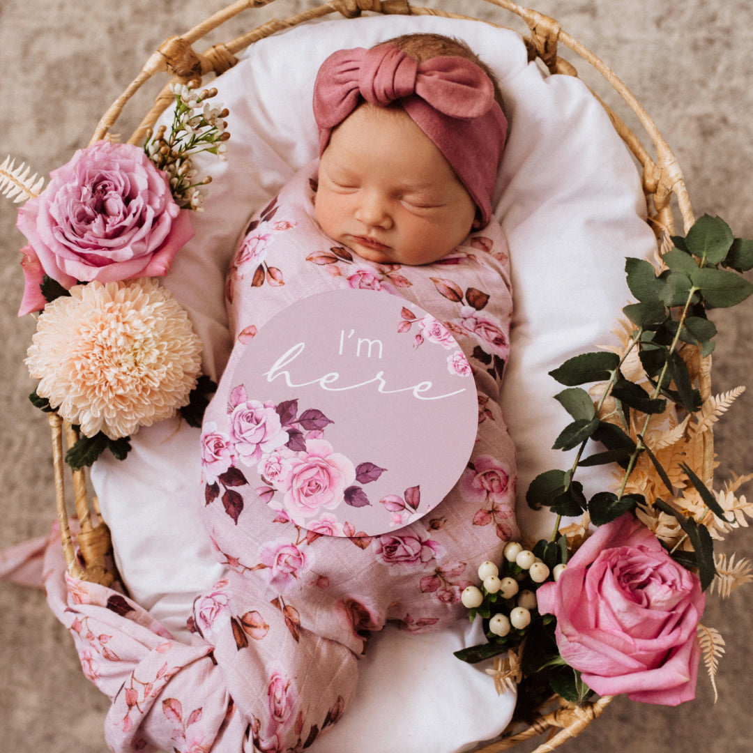 SNUGGLE HUNNY REVERSIBLE MILESTONE CARDS - BLOSSOM &amp; DUSK