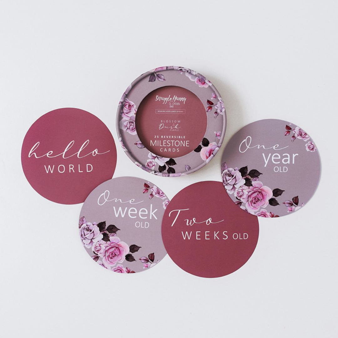 SNUGGLE HUNNY REVERSIBLE MILESTONE CARDS - BLOSSOM &amp; DUSK
