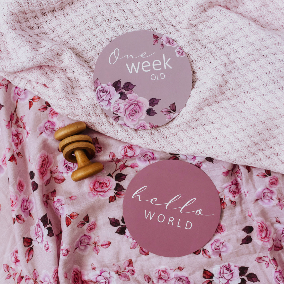 SNUGGLE HUNNY REVERSIBLE MILESTONE CARDS - BLOSSOM &amp; DUSK