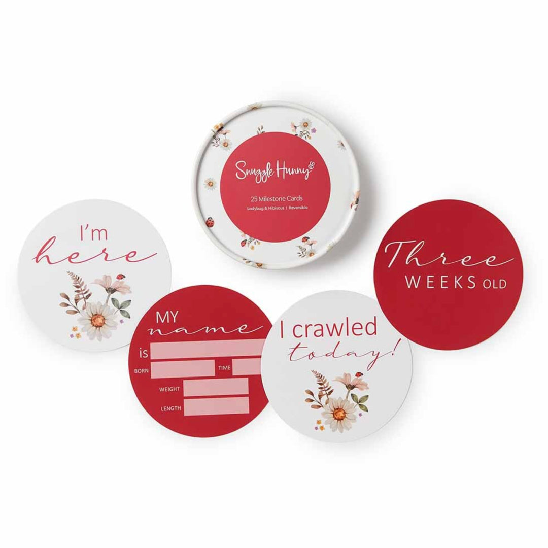 SNUGGLE HUNNY REVERSIBLE MILESTONE CARDS - LADYBUG