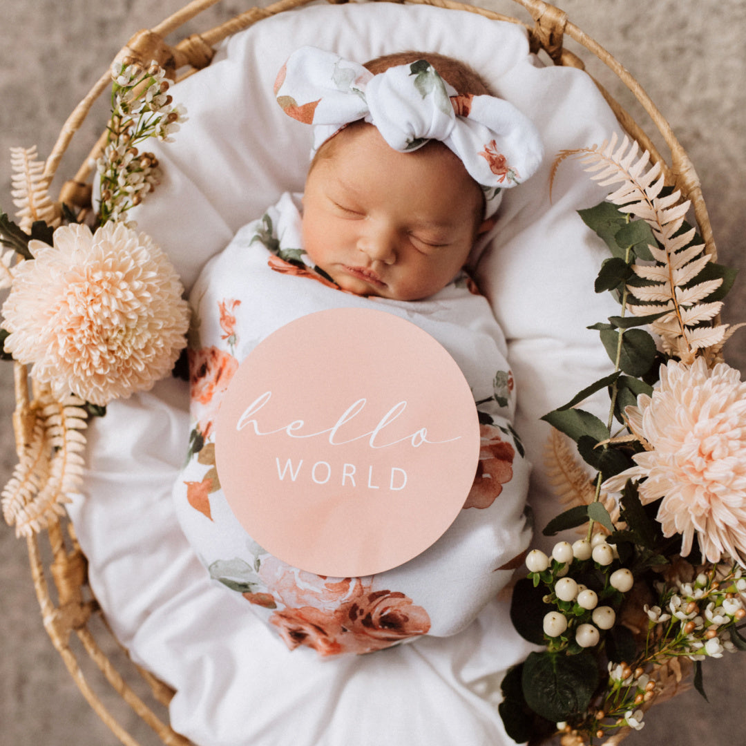 SNUGGLE HUNNY REVERSIBLE MILESTONE CARDS - ROSEBUD &amp; PINK SAND