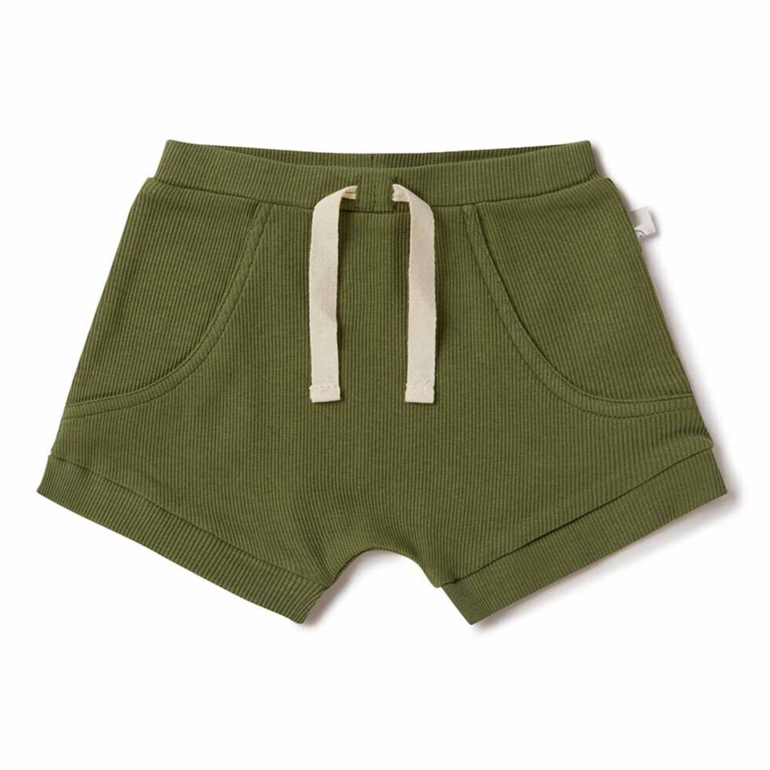 SNUGGLE HUNNY ORGANIC BABY SHORTS - OLIVE