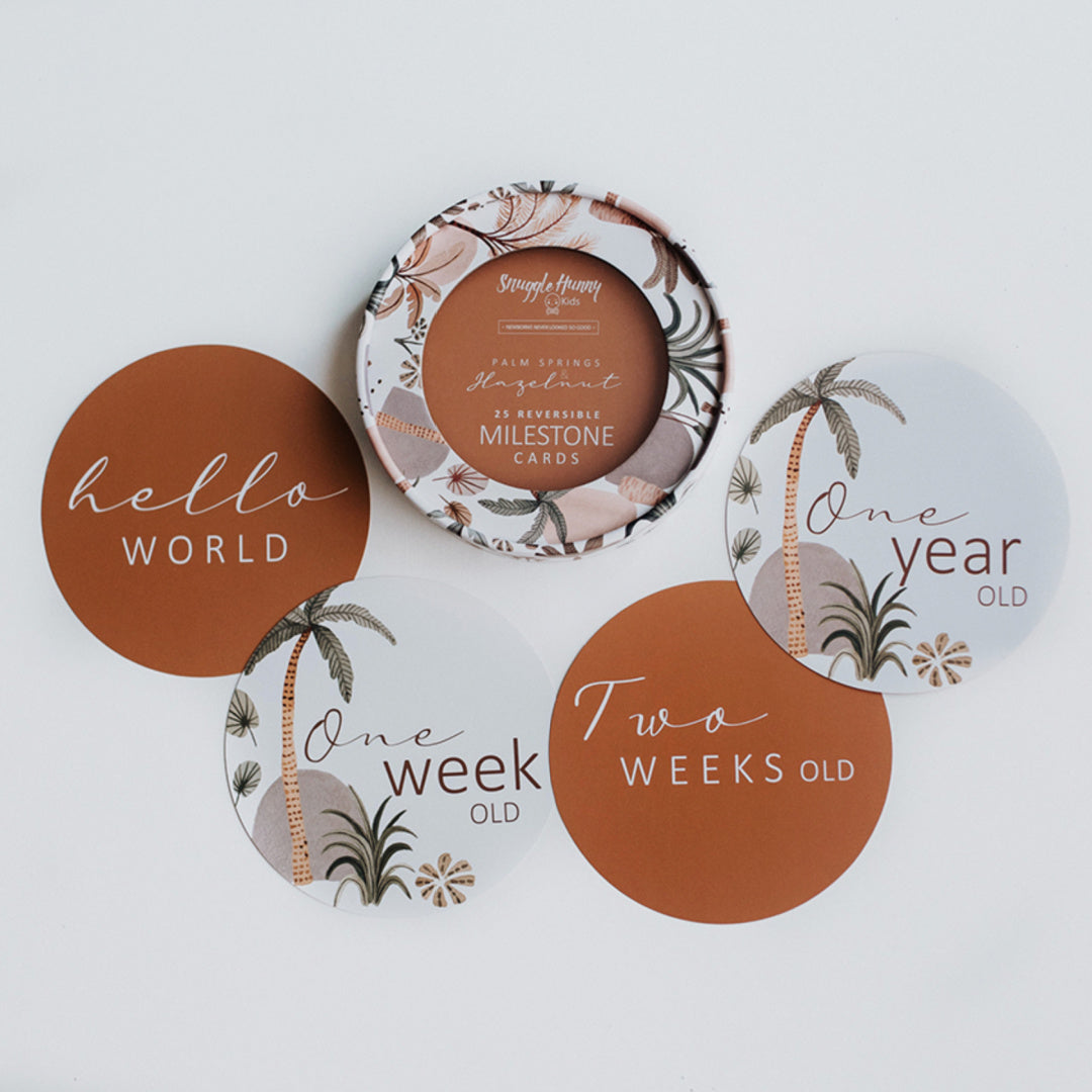 SNUGGLE HUNNY REVERSIBLE MILESTONE CARDS - PALM SPRINGS & HAZELNUT