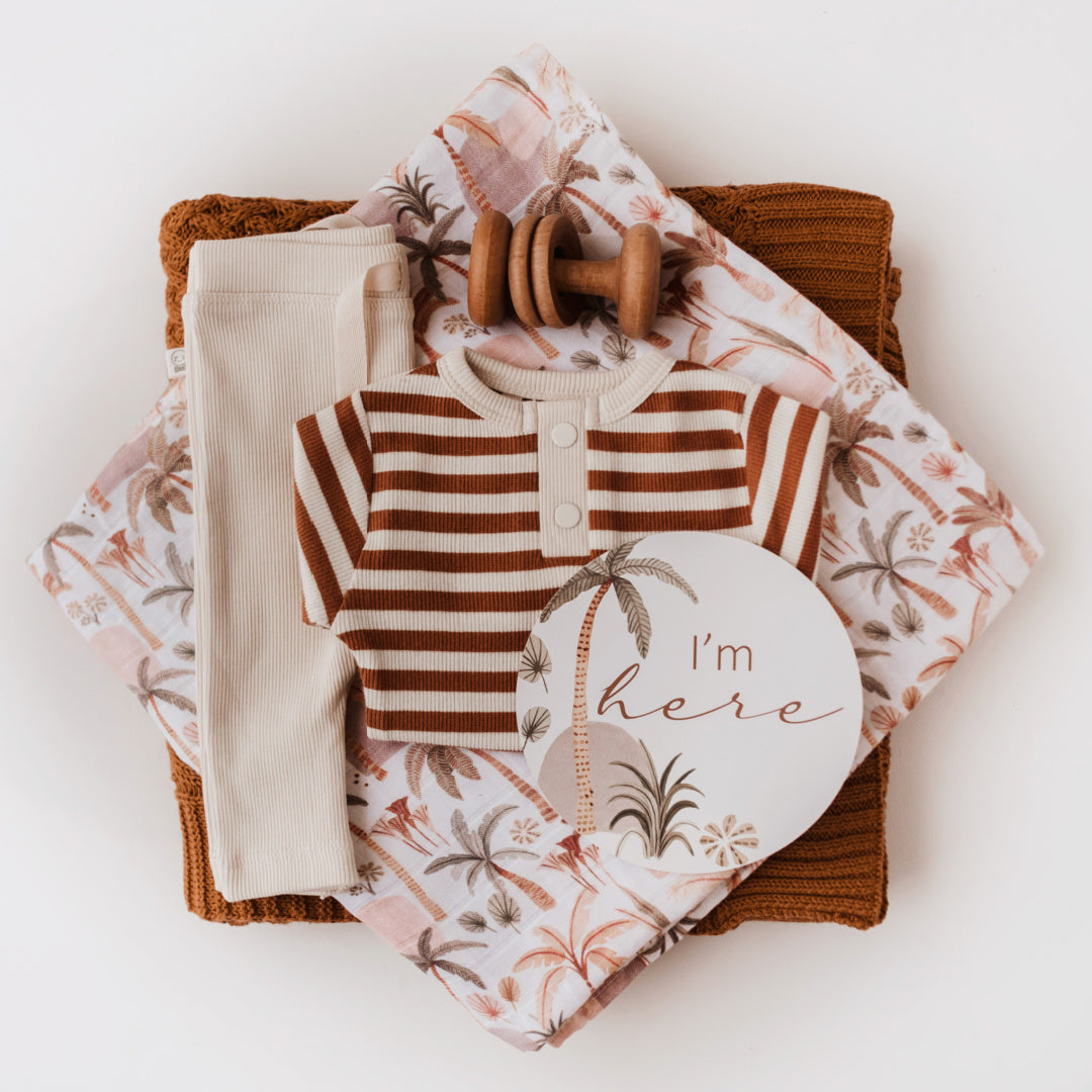 SNUGGLE HUNNY REVERSIBLE MILESTONE CARDS - PALM SPRINGS &amp; HAZELNUT