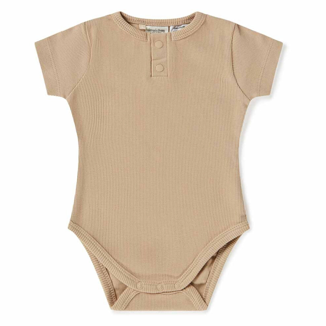 SNUGGLE HUNNY ORGANIC SHORT SLEEVE BODYSUIT - PEBBLE