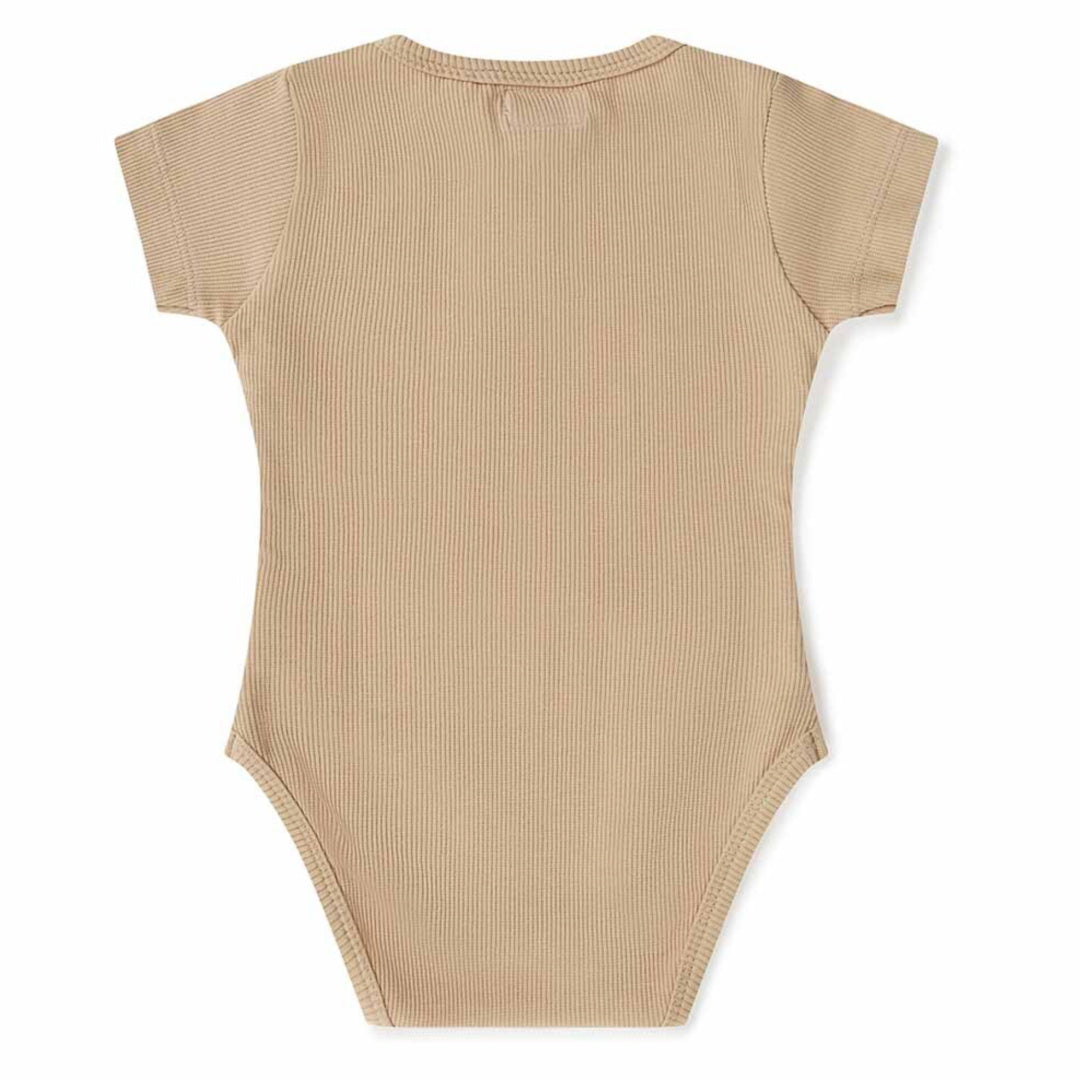 SNUGGLE HUNNY ORGANIC SHORT SLEEVE BODYSUIT - PEBBLE