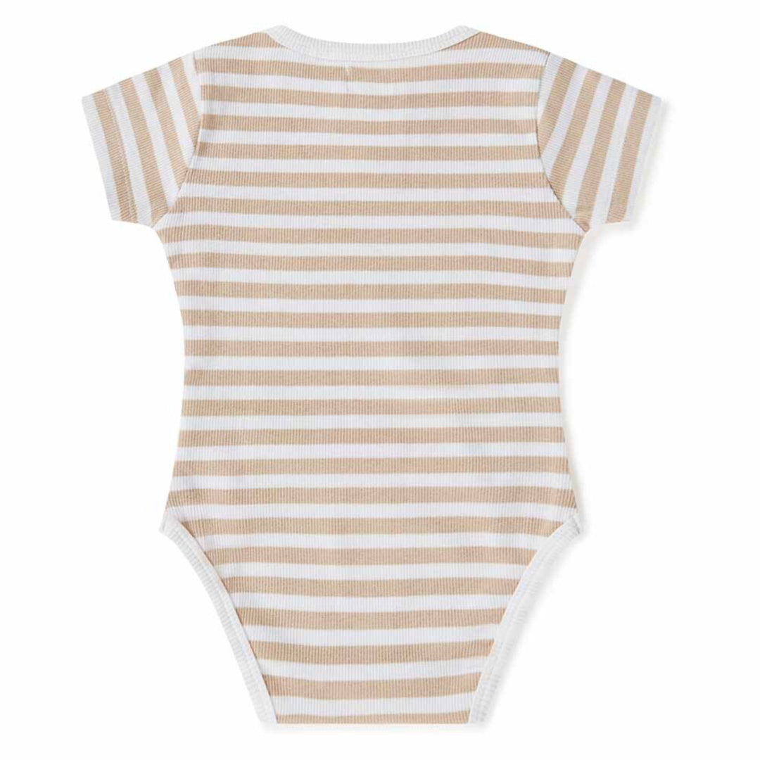SNUGGLE HUNNY ORGANIC SHORT SLEEVE BODYSUIT - PEBBLE STRIPE