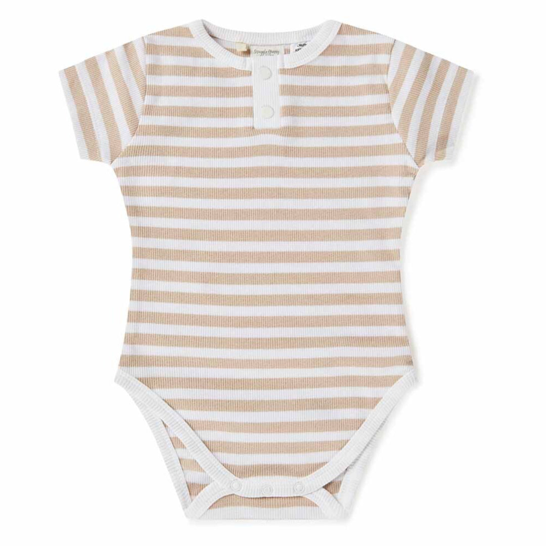 SNUGGLE HUNNY ORGANIC SHORT SLEEVE BODYSUIT - PEBBLE STRIPE
