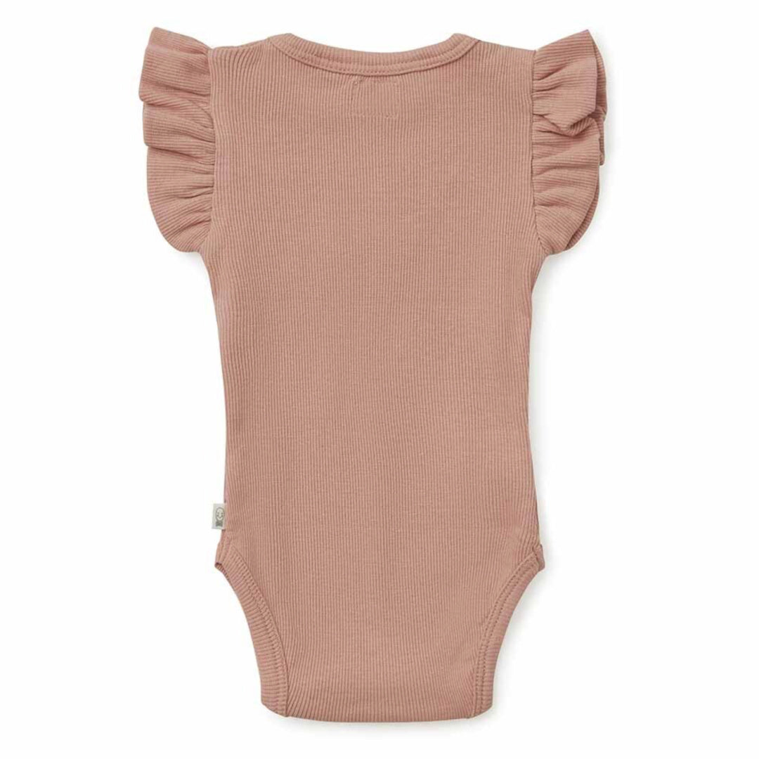 SNUGGLE HUNNY ORGANIC SHORT SLEEVE BODYSUIT WITH FRILL - ROSE