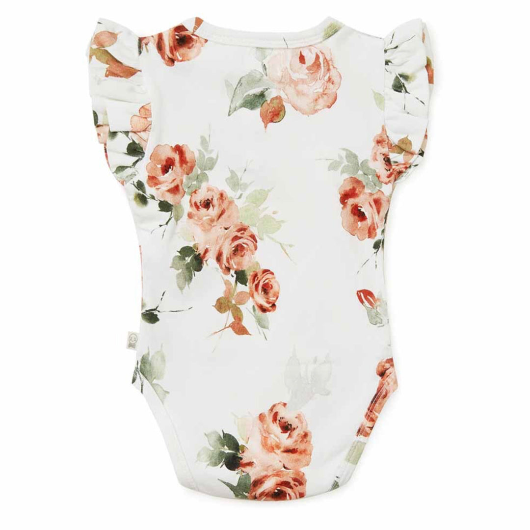 SNUGGLE HUNNY ORGANIC SHORT SLEEVE BODYSUIT WITH FRILL - ROSEBUD