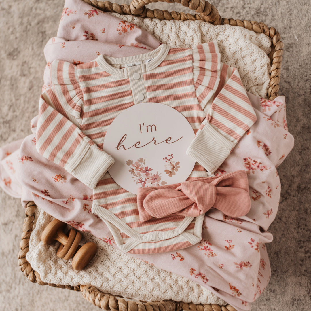 SNUGGLE HUNNY REVERSIBLE MILESTONE CARDS - ESTHER &amp; VINTAGE ROSE