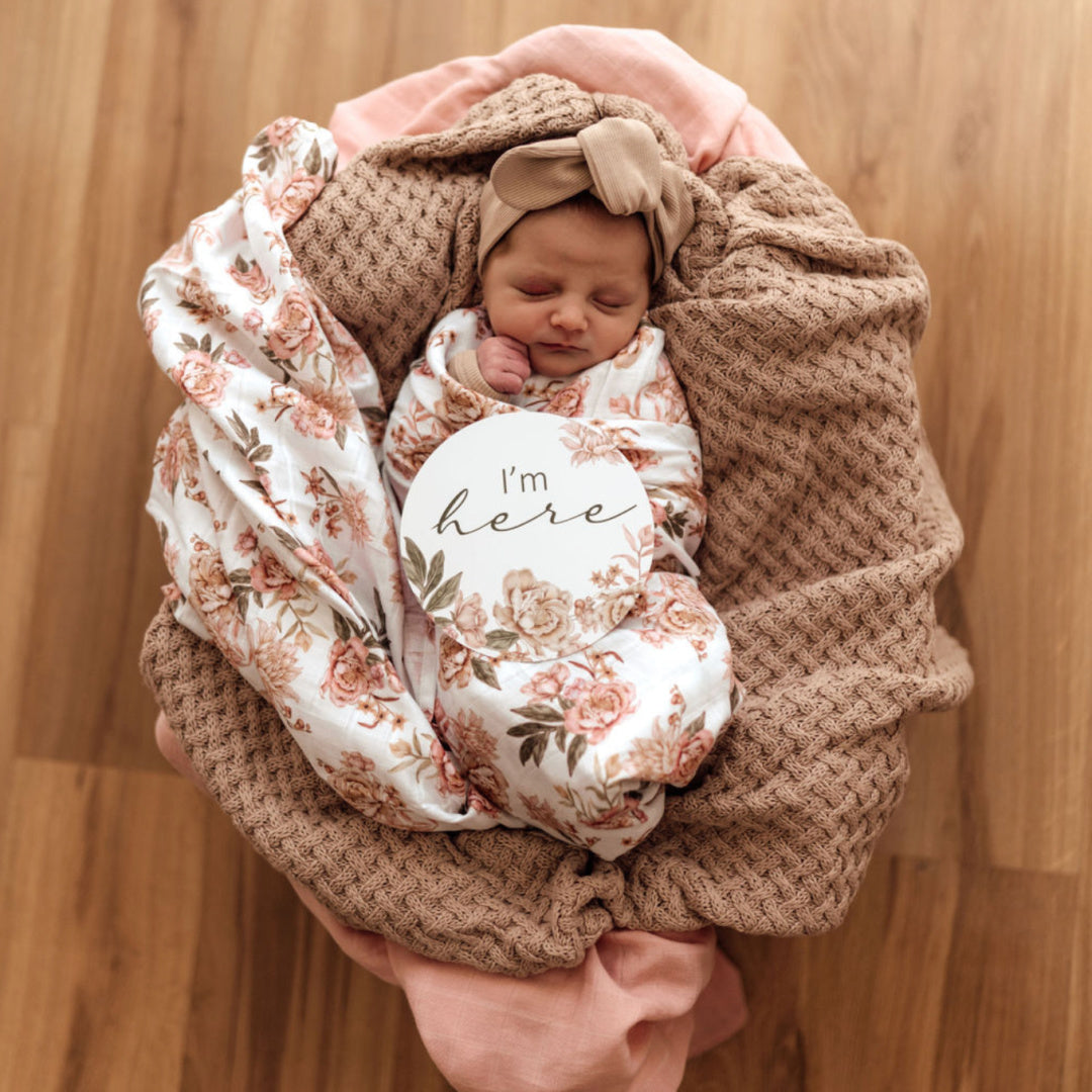 SNUGGLE HUNNY REVERSIBLE MILESTONE CARDS - ROSETTE &amp; PINK SAND