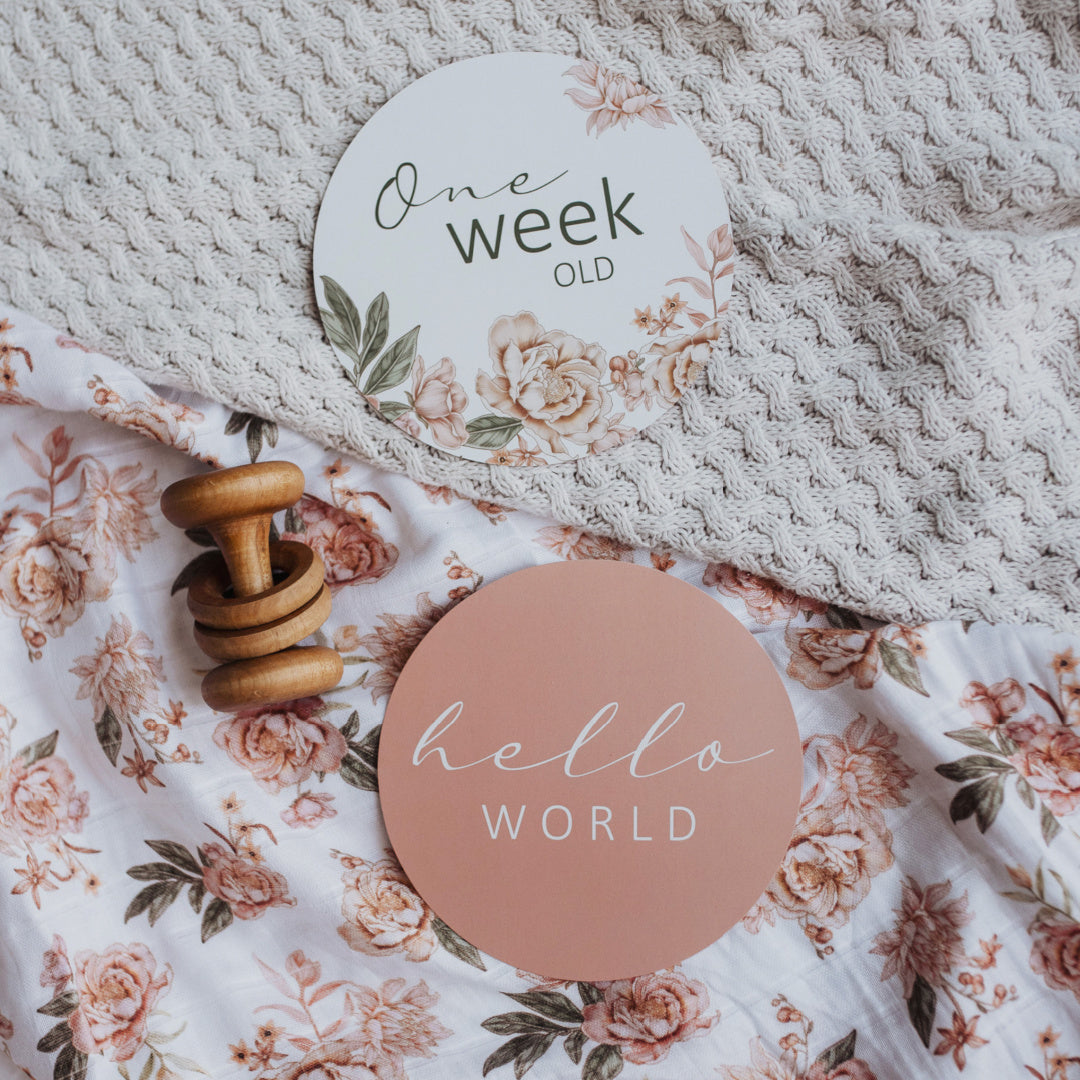 SNUGGLE HUNNY REVERSIBLE MILESTONE CARDS - ROSETTE &amp; PINK SAND