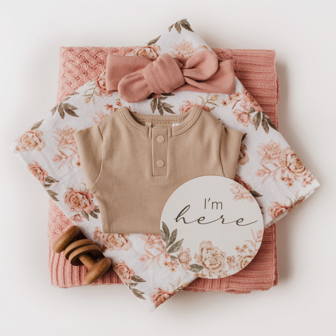 SNUGGLE HUNNY REVERSIBLE MILESTONE CARDS - ROSETTE &amp; PINK SAND