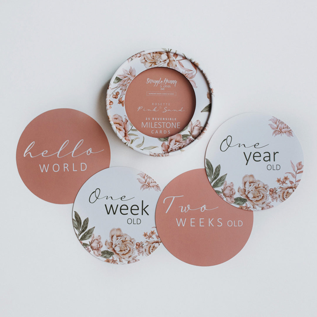 SNUGGLE HUNNY REVERSIBLE MILESTONE CARDS - ROSETTE &amp; PINK SAND