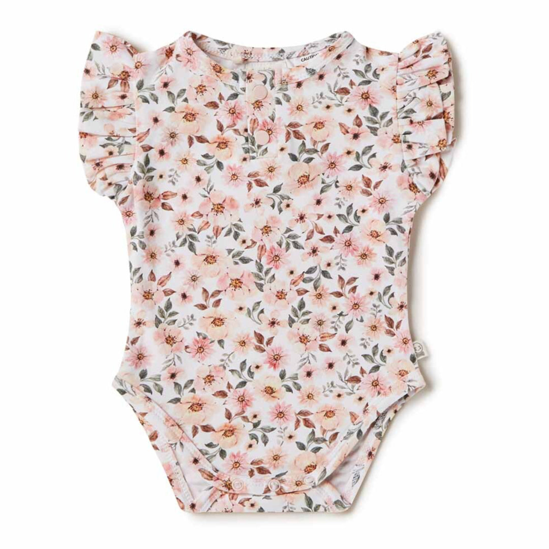 SNUGGLE HUNNY ORGANIC SHORT SLEEVE BODYSUIT WITH FRILL - SPRING FLORAL