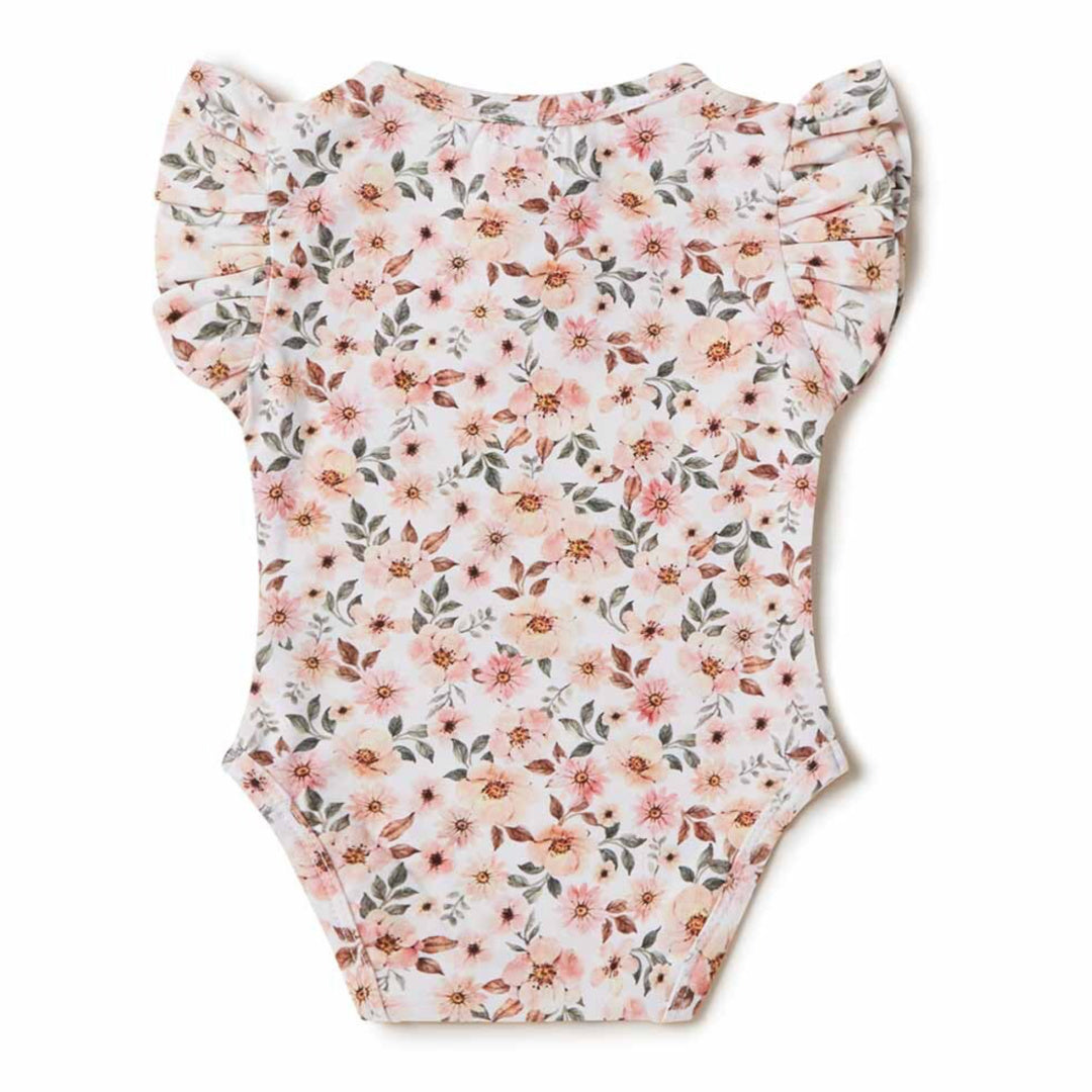 SNUGGLE HUNNY ORGANIC SHORT SLEEVE BODYSUIT WITH FRILL - SPRING FLORAL