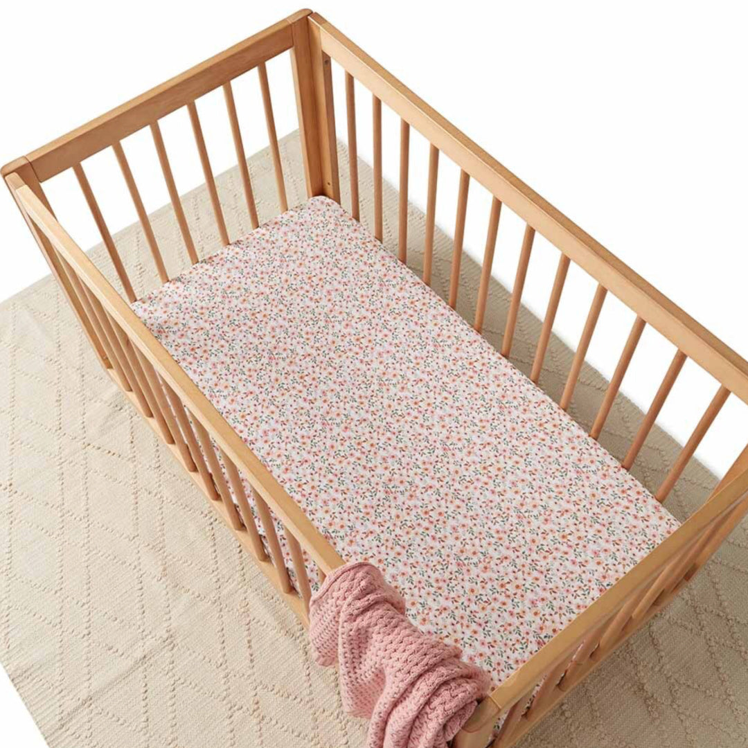 SNUGGLE HUNNY ORGANIC FITTED COT SHEET - SPRING FLORAL