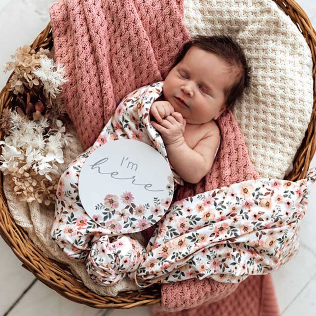 SNUGGLE HUNNY REVERSIBLE MILESTONE CARDS - SPRING FLORAL &amp; HAZELNUT