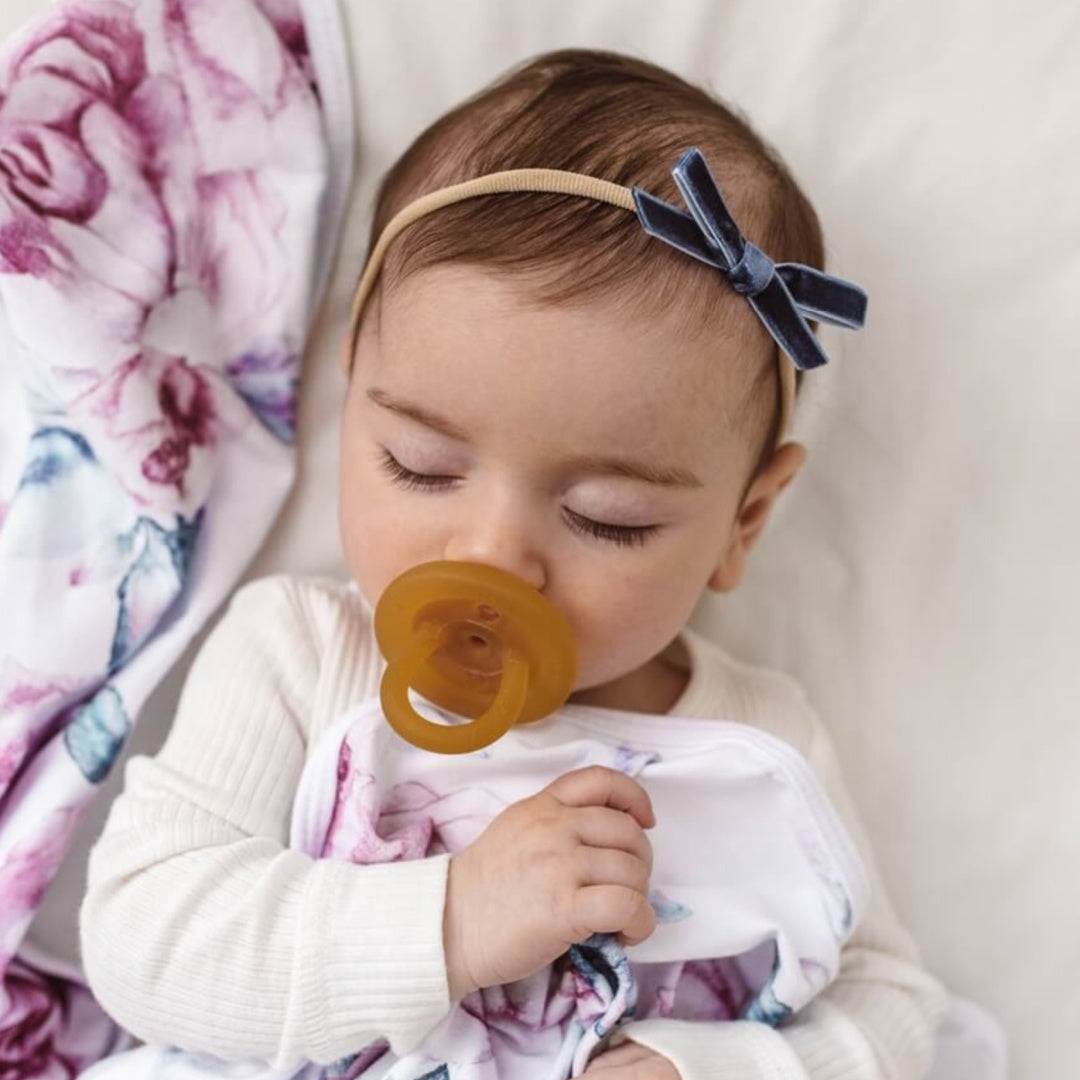 SNUGGLE HUNNY VELVET PETITE BOW BABY HEADBAND - MOONLIGHT BLUE