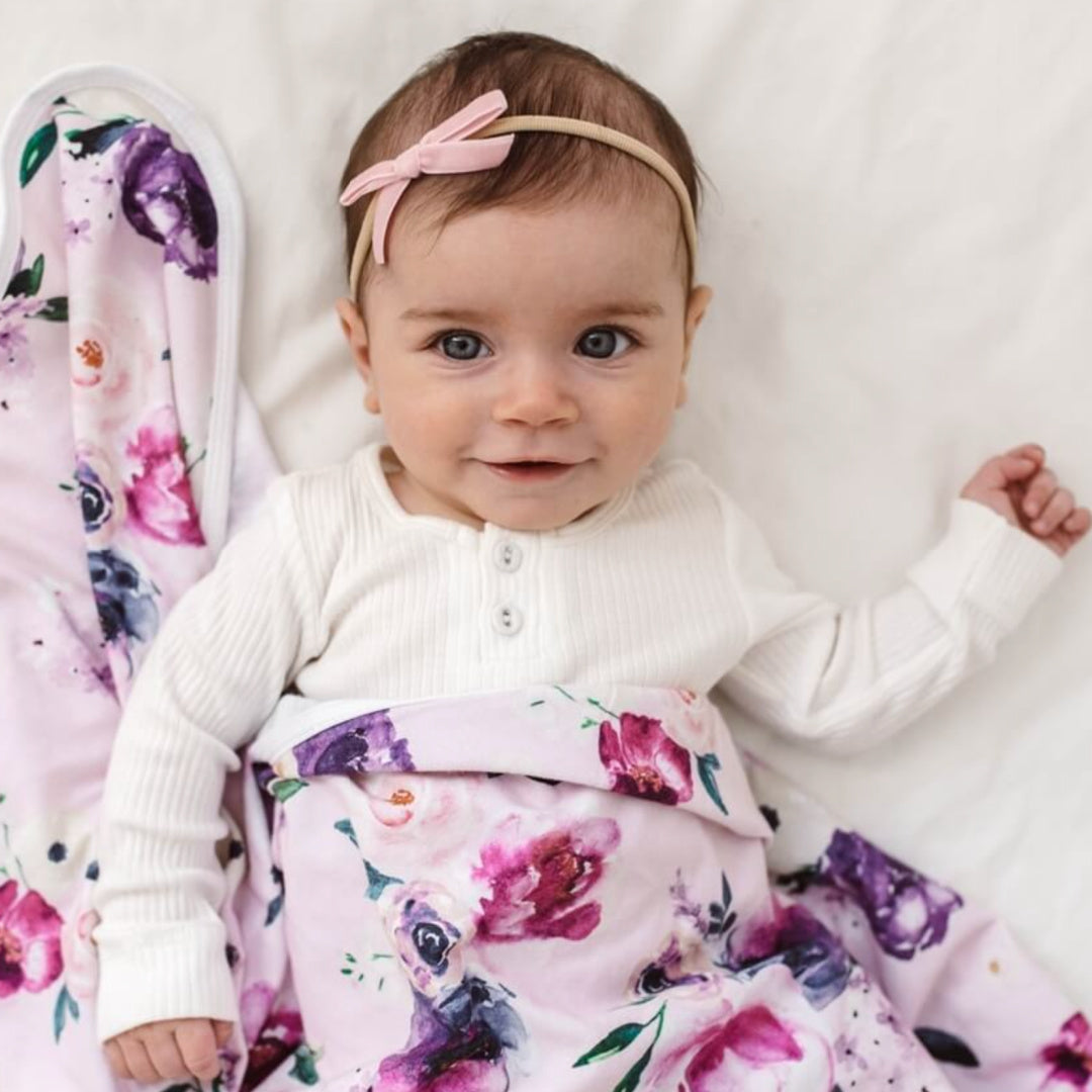 SNUGGLE HUNNY VELVET PETITE BOW BABY HEADBAND - ROSE PINK