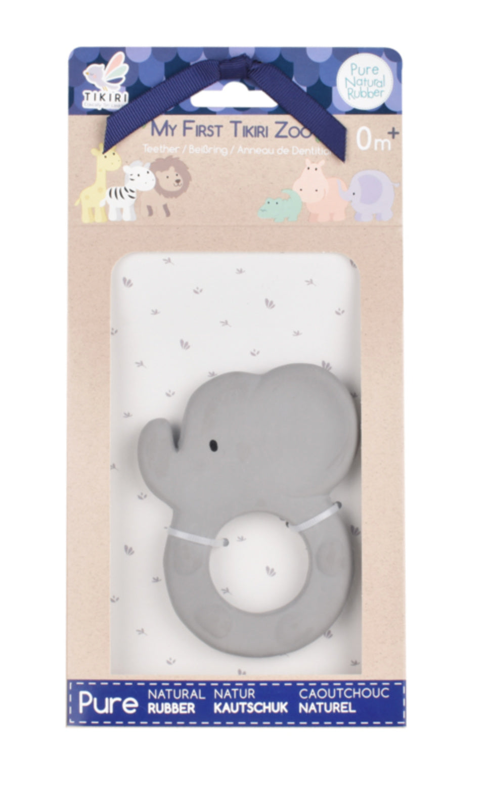 TIKIRI RUBBER  FLAT TEETHER - BOXED - ELEPHANT