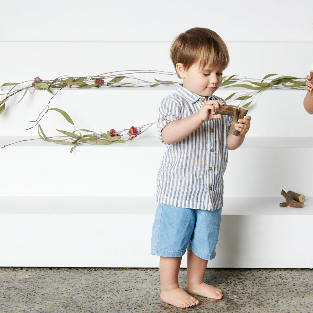 TINY TWIG BOYS CAMBRIC SHIRT - WOVEN STRIPES