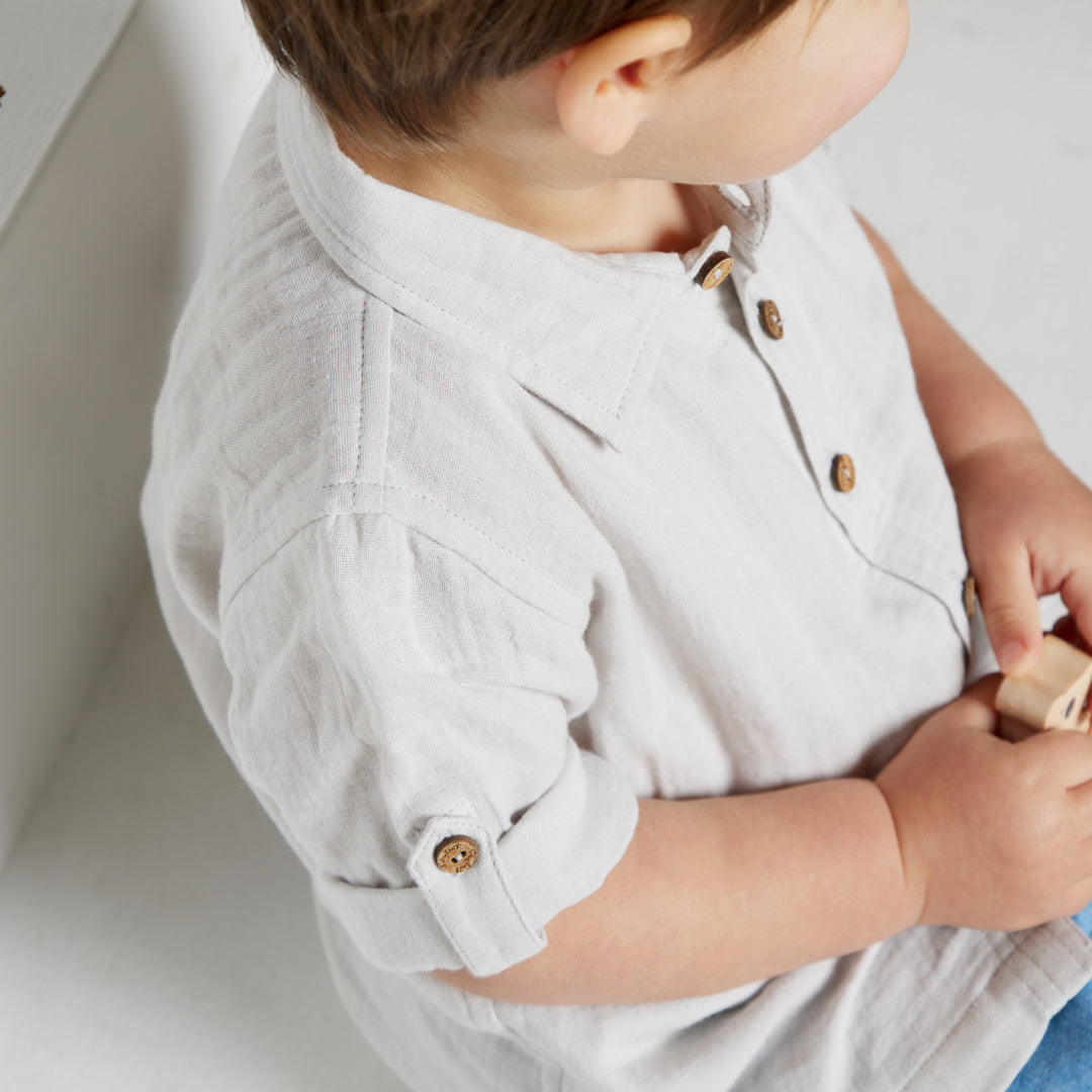 TINY TWIG BOYS CAMBRIC SHIRT -VAPOUR
