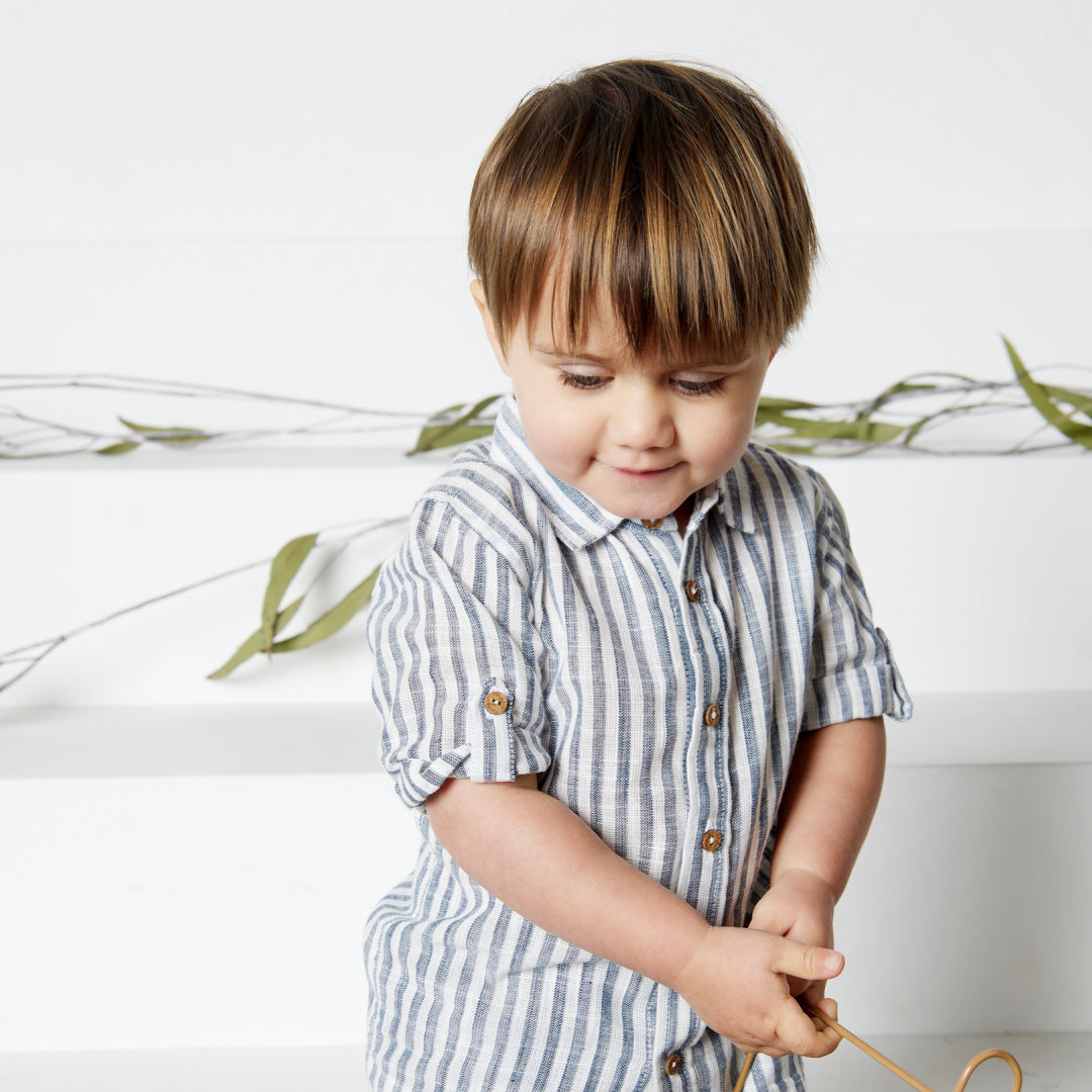 TINY TWIG BOYS CAMBRIC SHIRT - WOVEN STRIPES