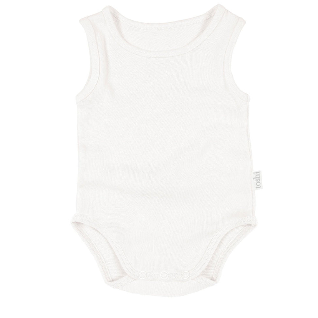 TOSHI DREAMTIME ORGANIC ONESIE SINGLET - CREAM