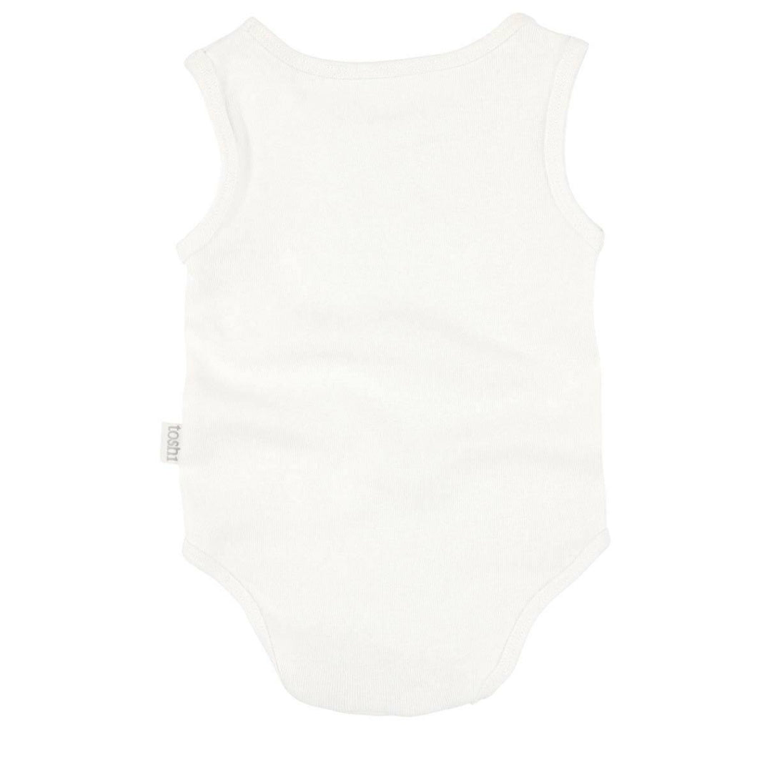 TOSHI DREAMTIME ORGANIC ONESIE SINGLET - CREAM