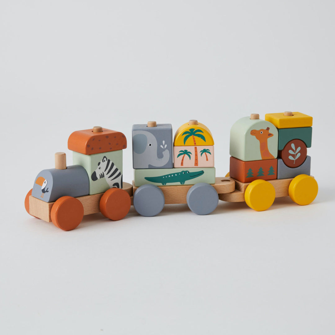ZOOKABEE WOODEN SAFARI ANIMAL TRAIN SET